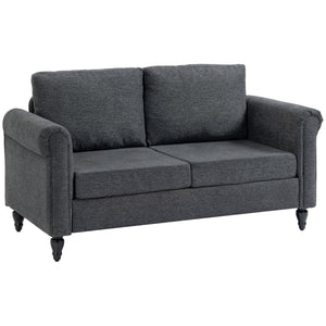 Vintage Loveseat, Upholstered Love Seat Furniture, Chenille-feel Fabric 2 Seater Sofa Couch with Rolled