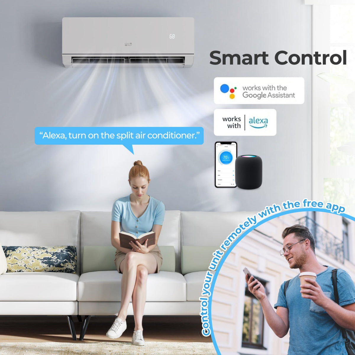 ENERGY STAR Certified 12000 BTU 24 SEER2 208-230V Mini Split Heat Pump with Bracket Heating at -25℃ view 8