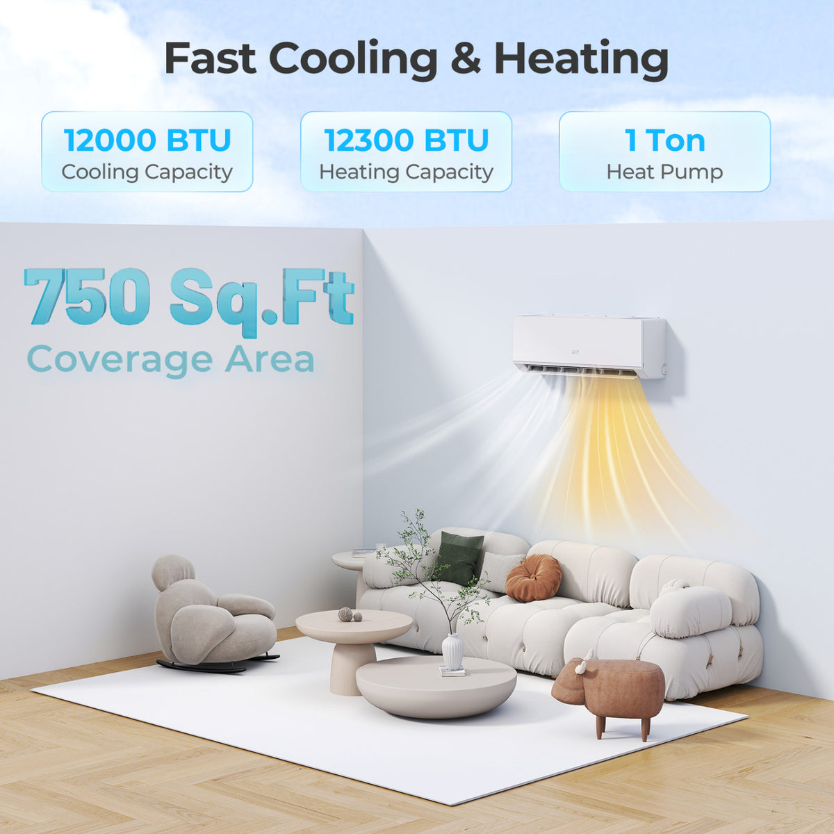 ENERGY STAR Certified 12000 BTU 24 SEER2 208-230V Mini Split Heat Pump with Bracket Heating at -25℃ view 9