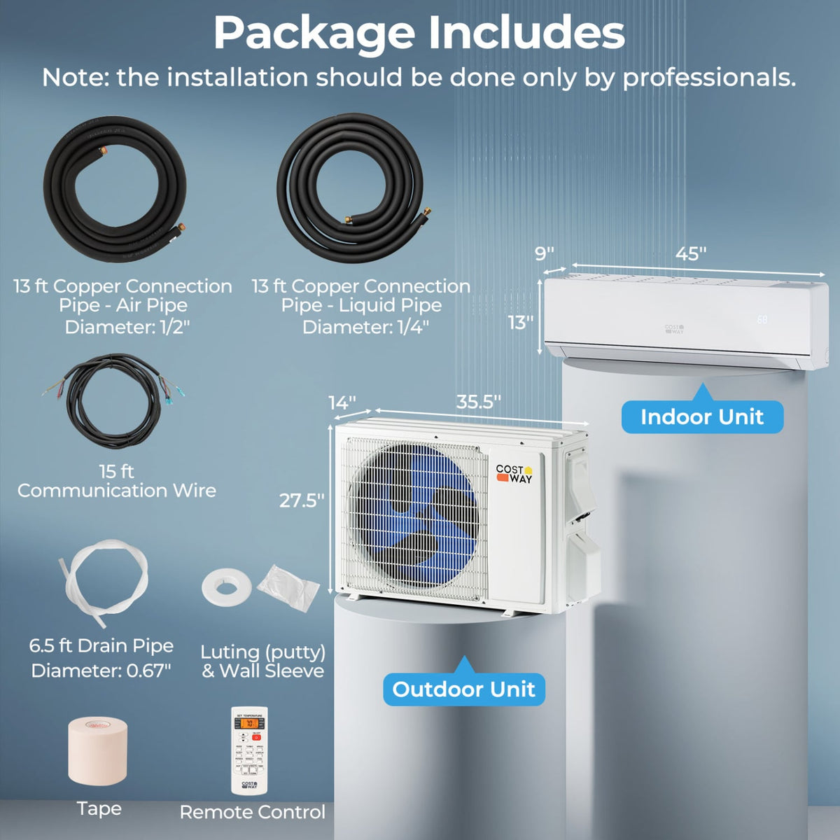 ENERGY STAR Certified 18000 BTU 25 SEER2 208-230V Mini Split Heat Pump with Bracket Heating at -25℃ view 6