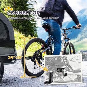Dog Bike Trailer, Pet Cart, Bicycle Wagon, Travel Cargo, Carrier Attachment with Hitch, Foldable for Travelling, for Small Medium Dogs, Grey