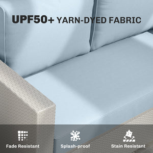 Outdoor Seat Cushions with Backrest, Loveseat Double Sofa Outdoor Furniture Cushions, Beige – view 25