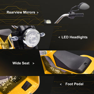 Aosom Kids Electric Motorcycle 6V Battery Powered Ride-On Dirt Bike 3-Wheels Motorbike with Horn Headlights Realistic Sounds 1.24mph Speed for Girls Boy 18 - 36 Months