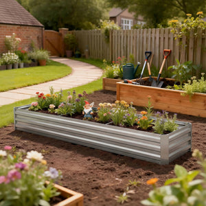 8'x2'x1' Galvanized Raised Bed, Large Elevated Planter Box for Growing Flowers, Herbs and Vegetables – view 35