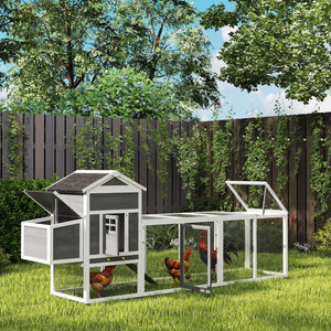117" Extra Large Chicken Coop with Asphalt Roof, Wooden Hen House with Slide-out Tray – view 14