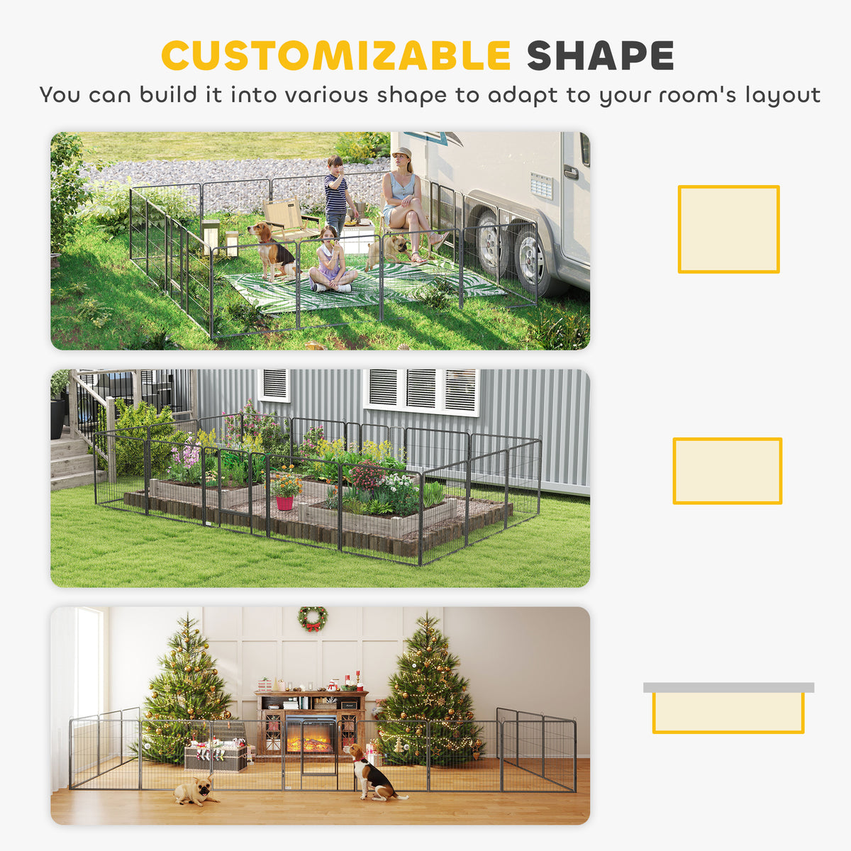 Heavy Duty Dog Playpen, 16 Panels Pet Playpen Dog Fence, Portable Puppy Exercise Pen, with 2 Doors Locking Latch, Outdoor or Indoor Use 23.5" Height