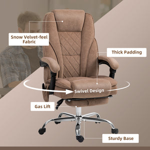 Massage Office Chair, Reclining Computer Chair with Adjustable Height and Footrest, Brown
