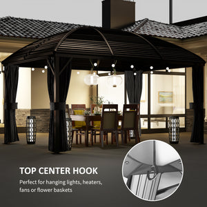 10x13 Hardtop Gazebo Aluminum Outdoor Canopy with Mesh Nettings Curtains Dark Grey