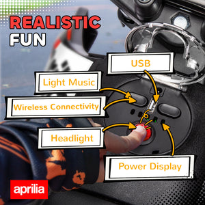 Qaba 12V Aprilia Licenced Kids Electric Motorcycle, Battery-Powered Dirt Bike with Training Wheels for Aged 3-8