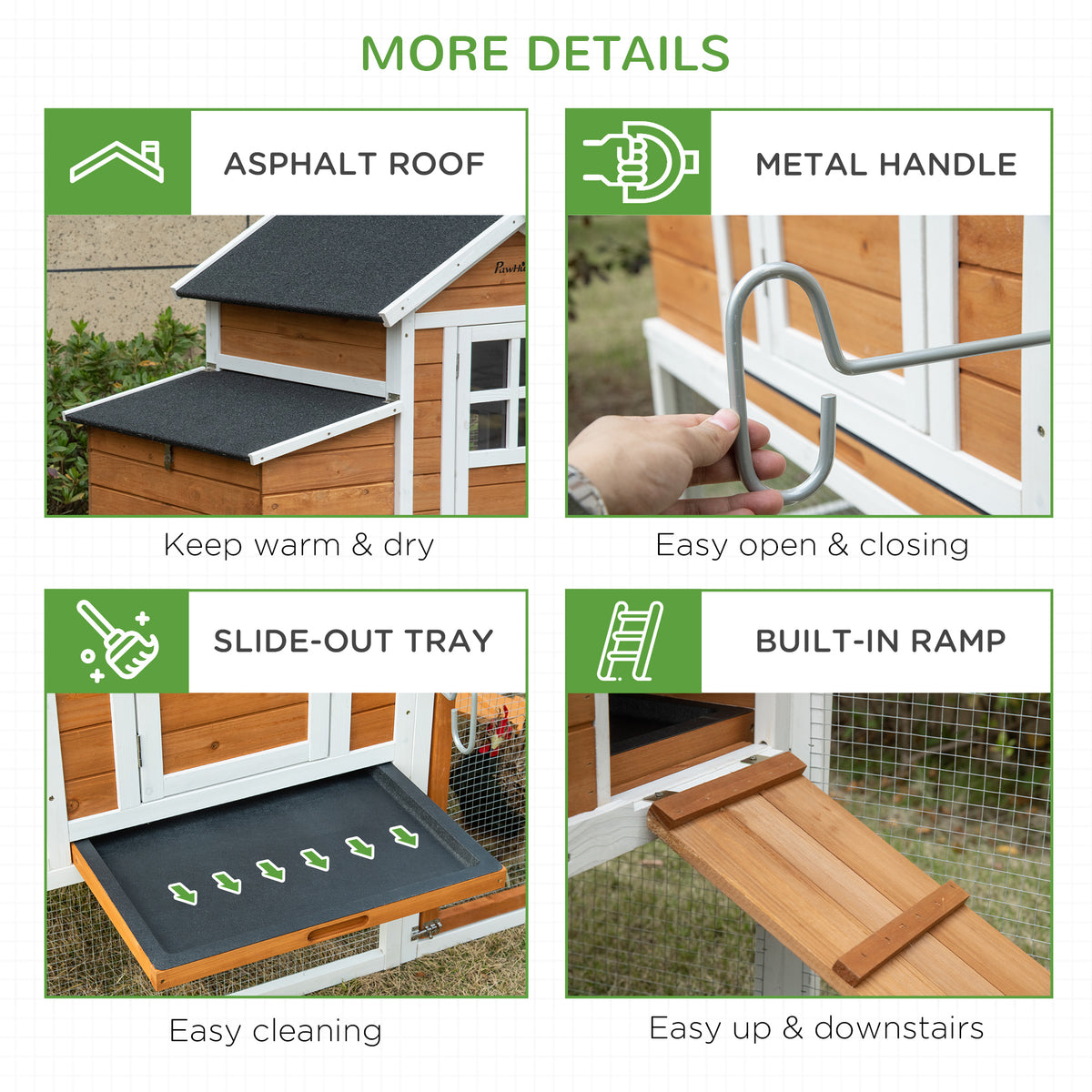 Chicken Run Waterproof Large Chicken Coop with Nesting Box for 2-4 Chickens, Orange and White