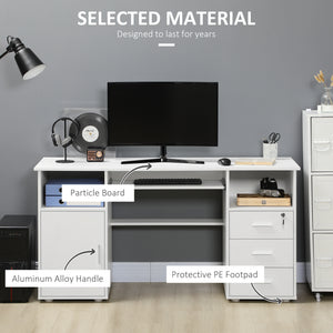 57" Computer Desk with Drawers, Home Office Desk with Keyboard Tray, Open Shelves and Lockable Drawer – view 12