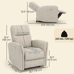 Power Recliner Chair, Dyed Fabric (Like Leathaire) Upholstered Recliner Chair with USB Ports, Footrest – view 2