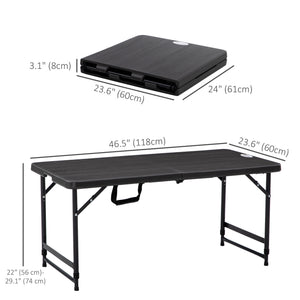 Foldable Patio Dining Table for 4, Height Adjustable Outdoor Table for Garden Lawn Backyard, Dark Grey