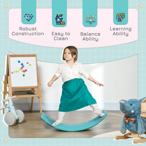 Qaba 32.3" Balance Board, Wobble Board Kids Curvy Rocker Board, Ended Preschool Learning Montessori Waldorf Toy, Ages for 3-6 Years Old