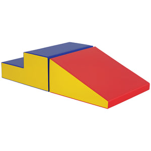 Soozier 2-Piece Climb and Crawl Activity Soft Play Set, Secure Foam Blocks Playset for Toddler Preschooler Babies Indoor, Activity Structure Play Equipment, Multi-colour