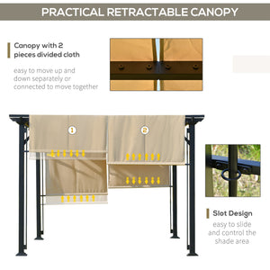 12' x 10' Outdoor Patio Gazebo Pergola with Retractable Canopy Roof, Steel Frame with Stakes – view 7