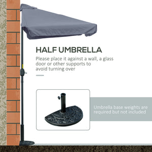 9.8ft Half Umbrella Semi Round Patio Parasol with Crank Handle, Top Vent for Garden – view 32