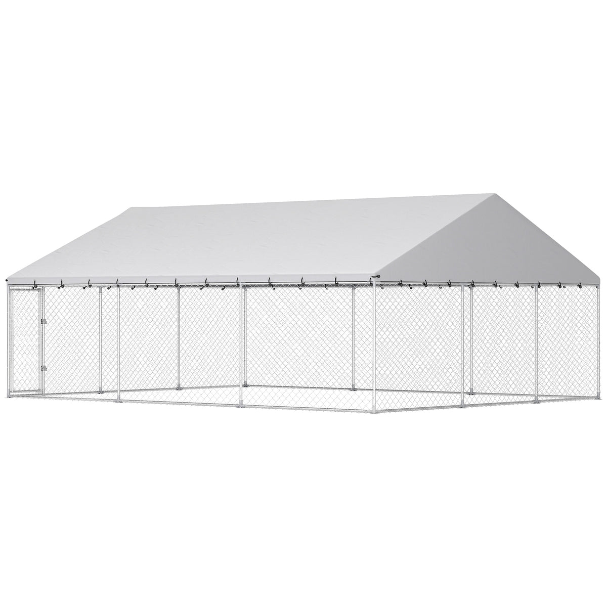 Galvanized Steel Outdoor Dog Kennel with Roof, Safety Lock, for Backyard, 13.1' x 7.5' x 7.8'