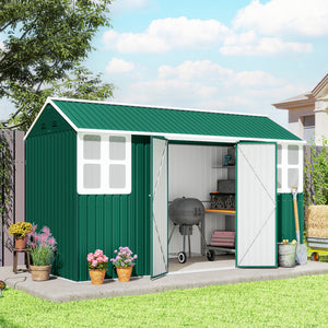 8.5' x 5.5' Metal Garden Storage Shed, Outdoor Tool Storage House with Lockable Door, Vents, Sloped Roof – view 28