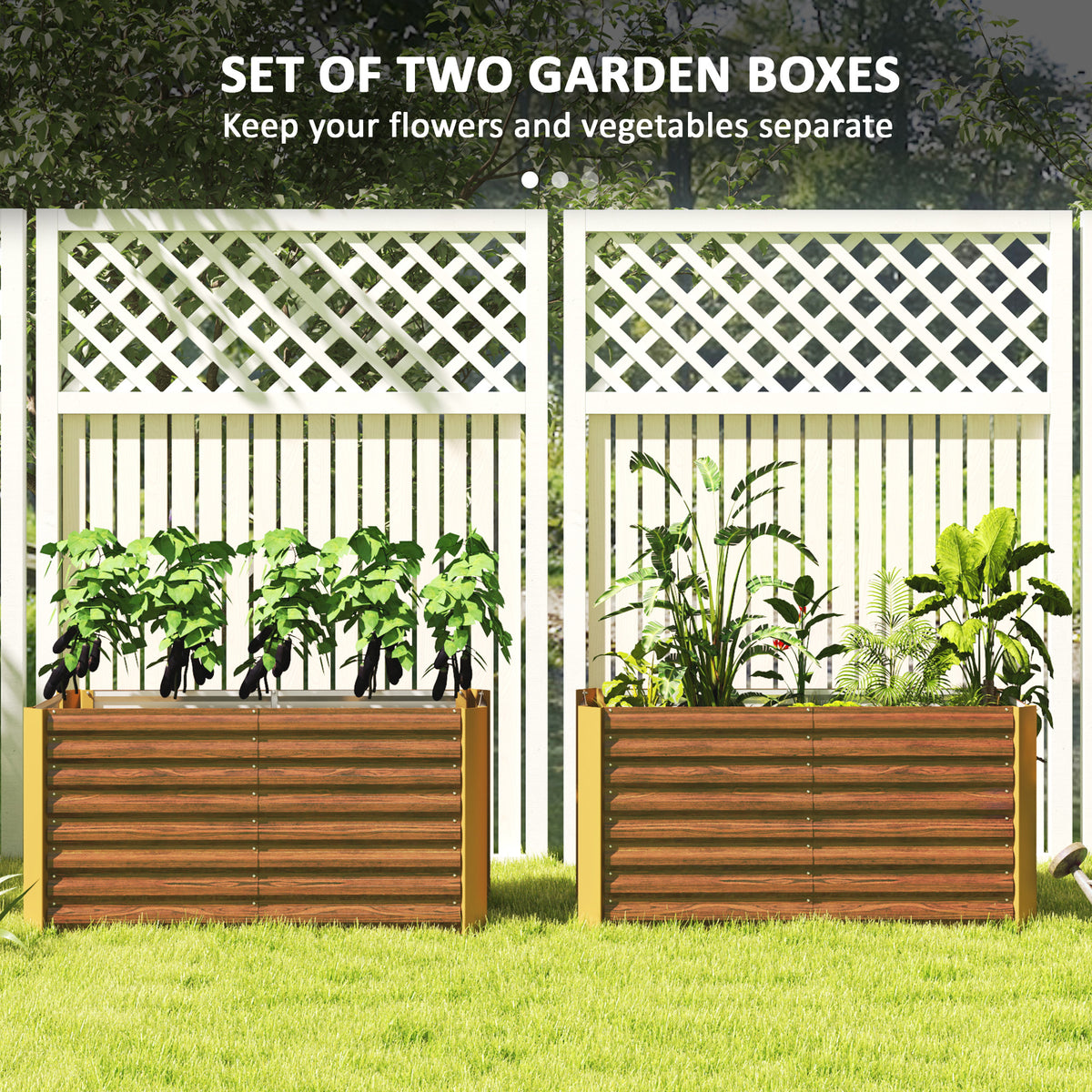Set of 2 Galvanized Metal Planters for Outdoor Plants, 4' x 2' x 2' Raised Garden Bed, Dark Grey – view 10
