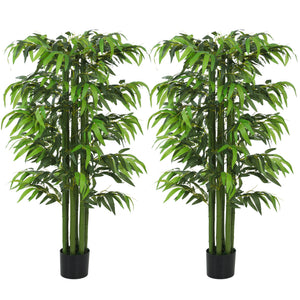 5.3ft Artificial Tree Set of 2, Indoor Fake Bamboo with Pot, for Home, Office, and Living Room Decor