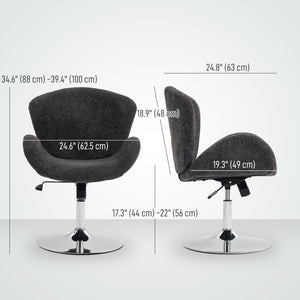 Swivel Office Chair, Velvet Desk Chair with Wide Bucket Seat, Butterfly Back, Tilt Function and Round Base – view 2