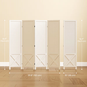 4.7' 3 Panel Wooden Room Divider with Pegboard Display, Folding Privacy Screen for Home Office, Natural – view 23