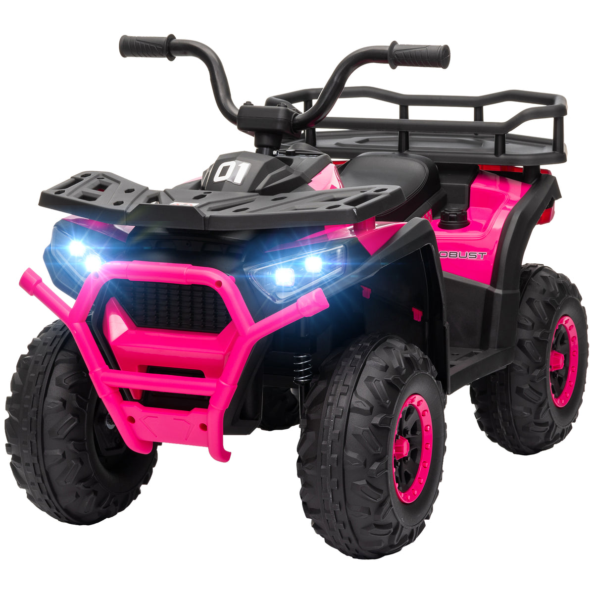 Qaba Kids ATV, 12V Battery Powered Electric Ride on Toy w/ Spring Suspension, Storage Basket, High & Low Speed