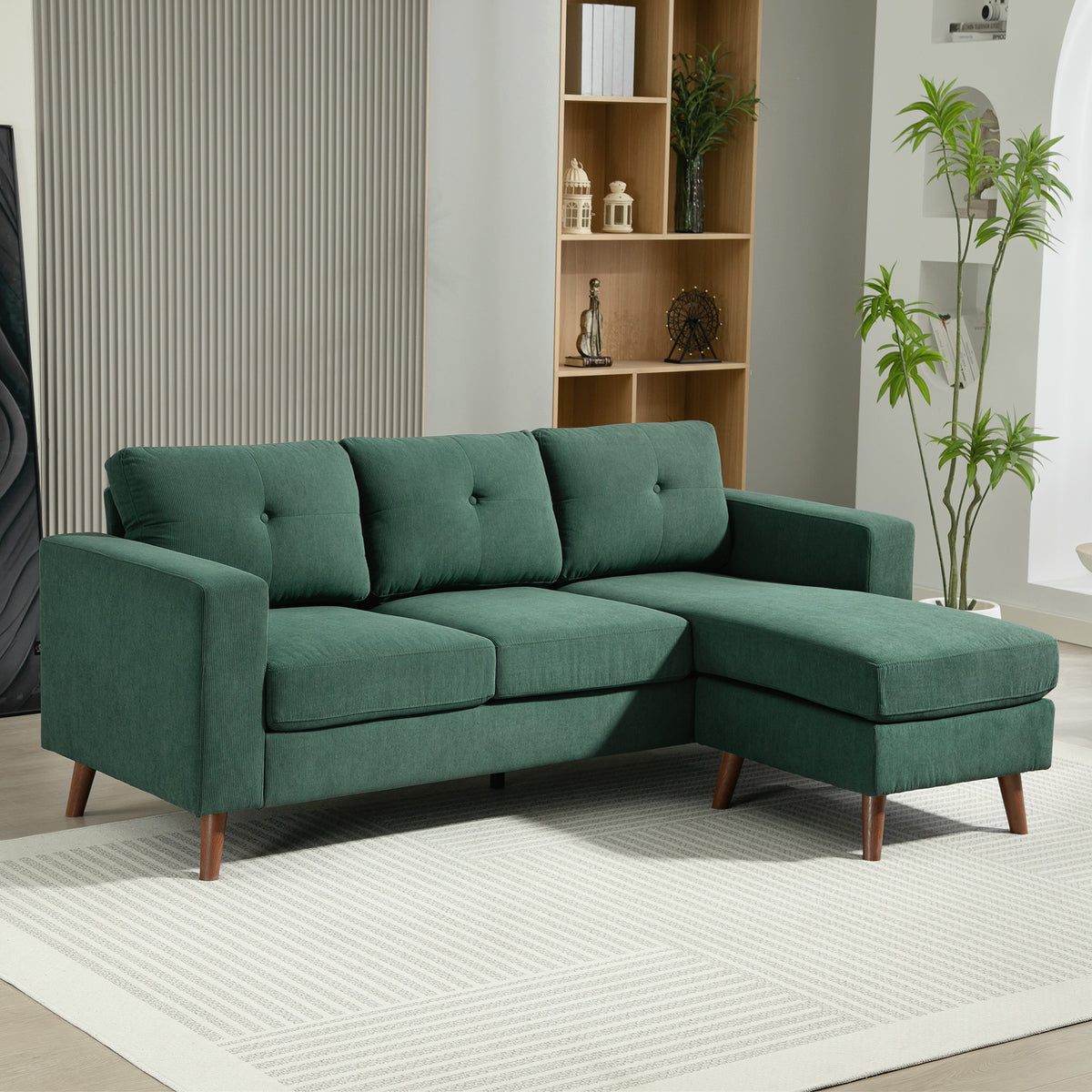 Sectional Sofa with Changeable Chaise Lounge, 3 Seat L-Shaped Small Space Sofa – view 21
