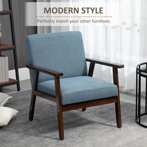 Accent Chairs with Cushioned Seat, Upholstered Linen-Feel Armchair with Adjustable Feet for Bedroom – view 3