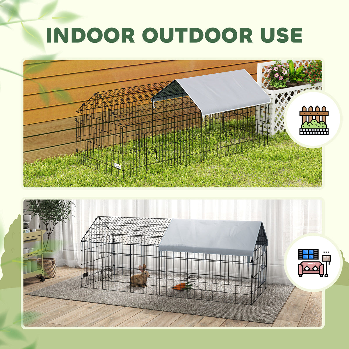 73" Small Animal Cage with Roof, Indoor/Outdoor Use,  for Chicken, Rabbits, Chinchillas