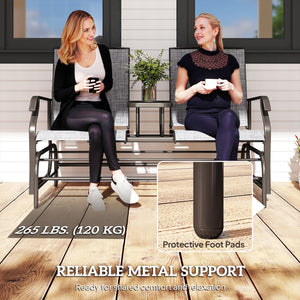 Patio Glider Rocking Chair 2 Person Outdoor Loveseat Rocker Garden Furniture Bench, Grey – view 34
