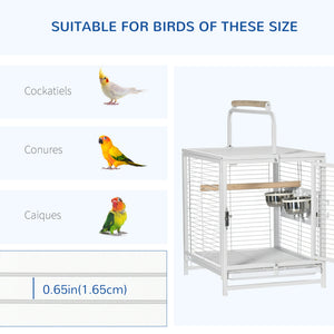 Bird Travel Carrier Cage, Portable Metal Bird Cage for Parrots Conures Cockatiel Parakeets with Stand – view 6