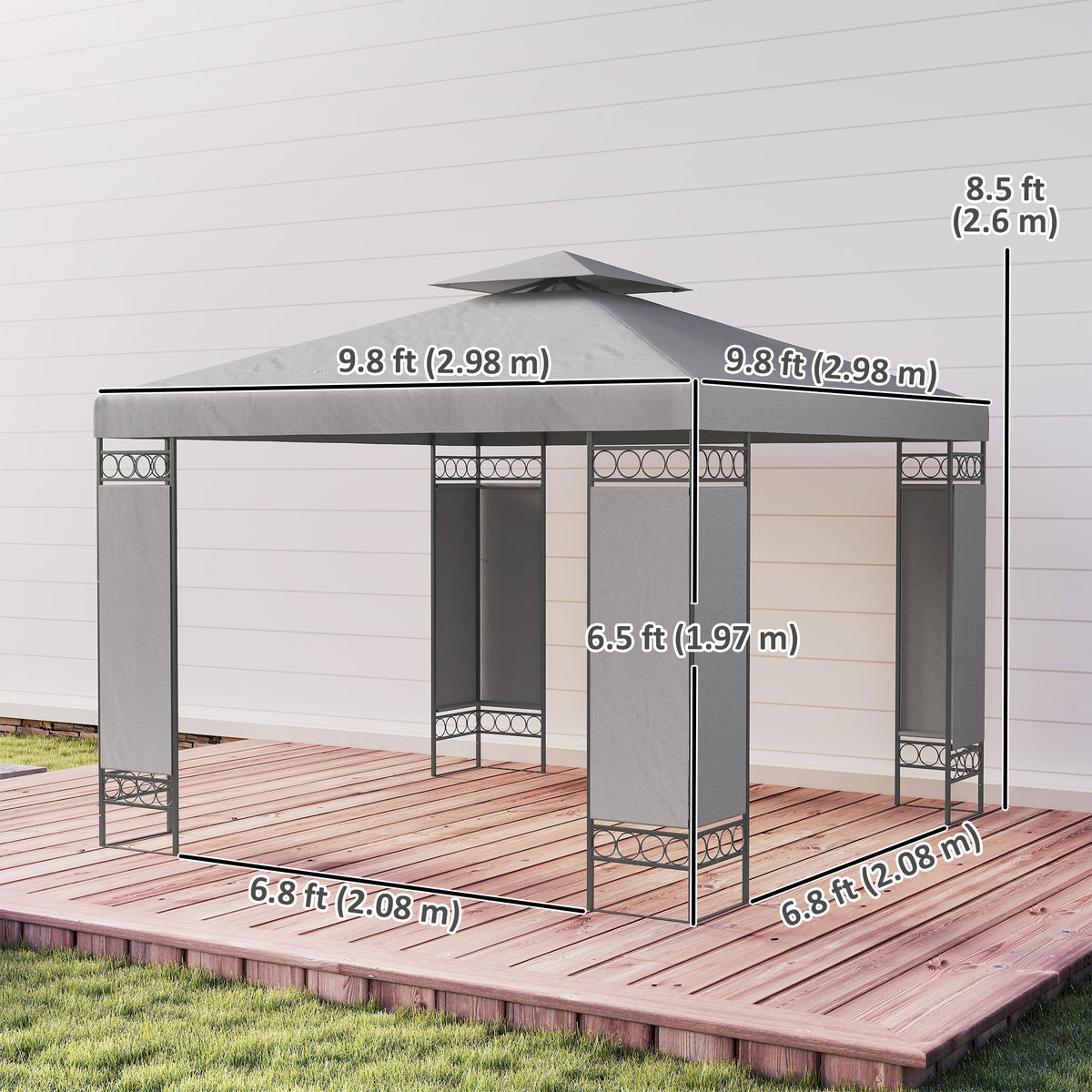 10 x 10 FT Canopy Gazebo, Double Roof Patio Gazebo with Screen Panels and Metal Frame for Deck, Backyard – view 9