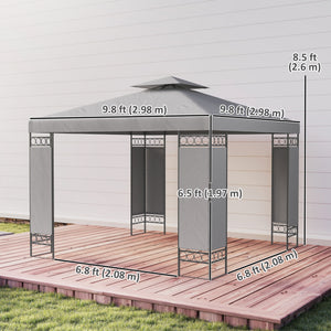 10 x 10 FT Canopy Gazebo, Double Roof Patio Gazebo with Screen Panels and Metal Frame for Deck, Backyard – view 9