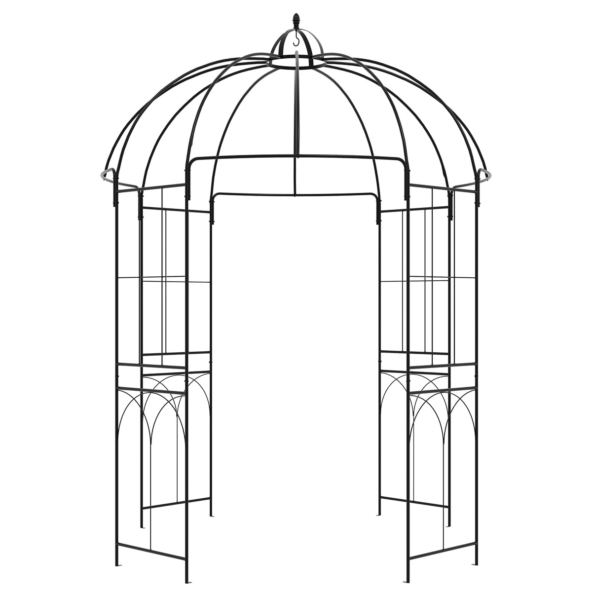 Birdcage Shape Arbour, Metal Garden Arbour Pergola Pavilion for Climbing Plants, Lights, French Style Arch Trellis