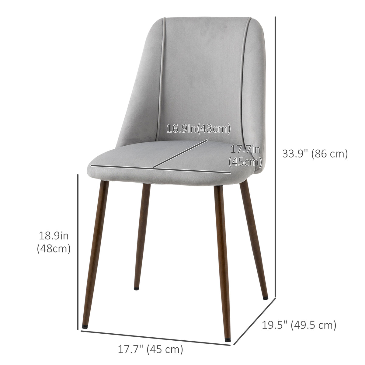 Upholstered Dining Chairs Set of 4, Velvet Accent Chair with Back and Wood-grain Steel Leg for Kitchen – view 26