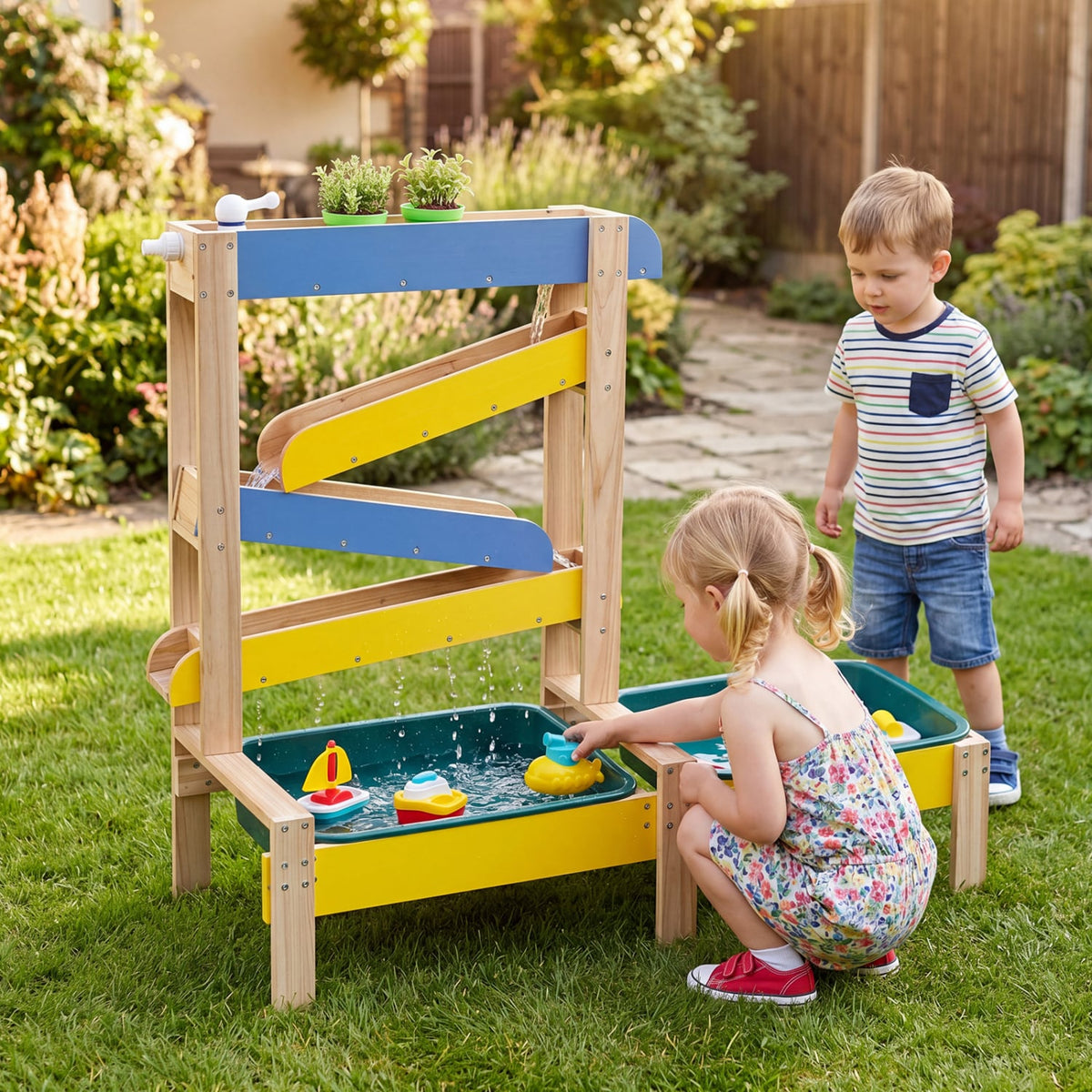Sand and Water Table for Toddlers with 2 Water Basins-Multicolor view 2
