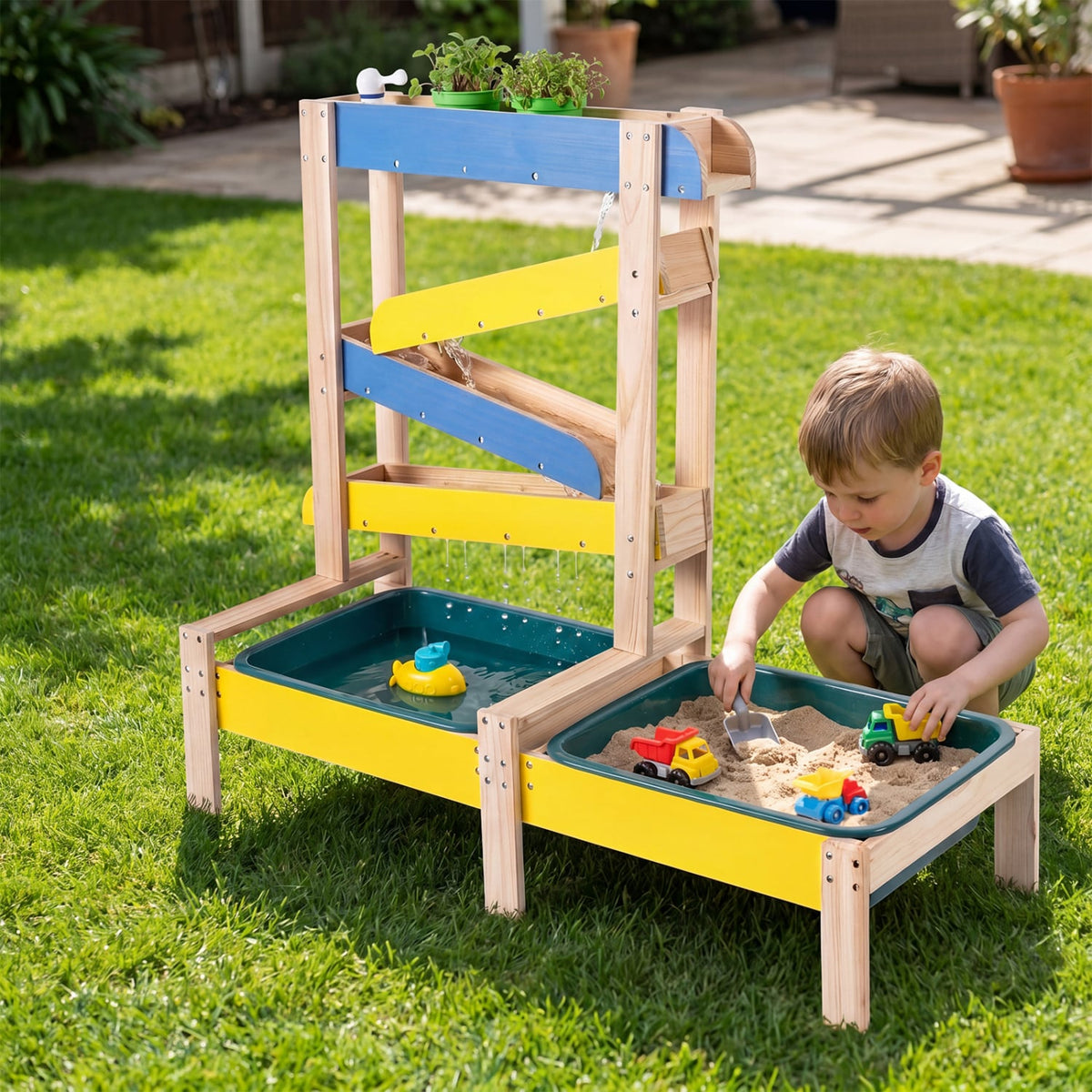 Sand and Water Table for Toddlers with 2 Water Basins-Multicolor view 3
