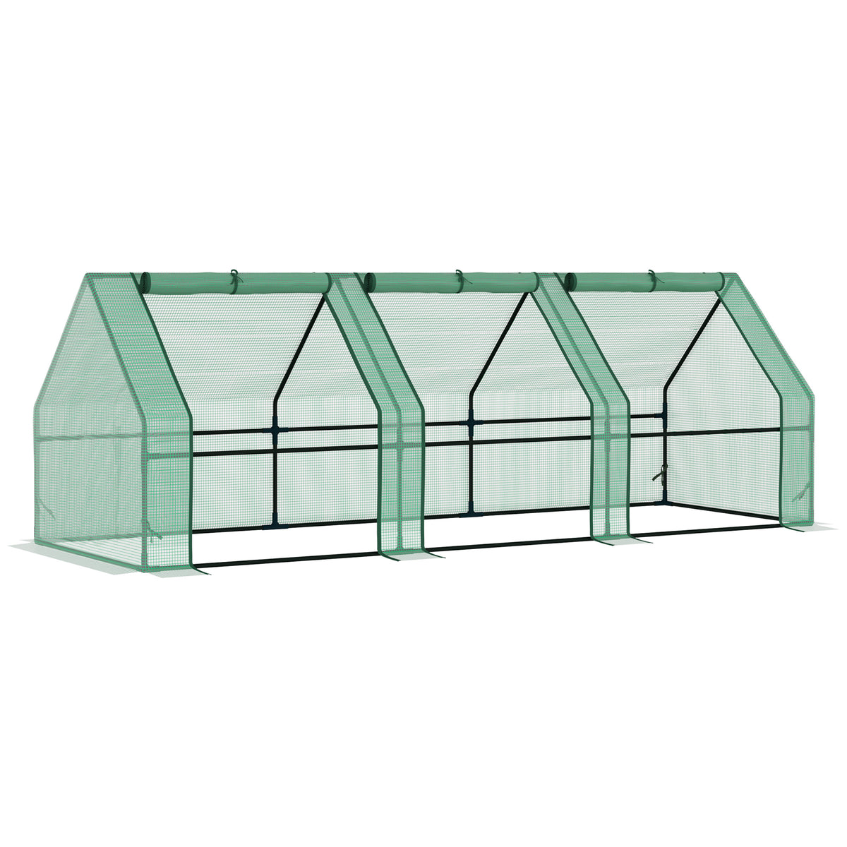 9' x 3' x 3' Portable Mini Greenhouse Tunnel Growing Tent Plants Flower Warm House w/ Zippered Roll-up Doors, PE Cover, Green
