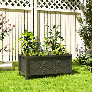 Galvanized Raised Garden Bed with Drainage Holes, Metal Raised Flower Bed, Outdoor Galvanized Planter Box for Herbs