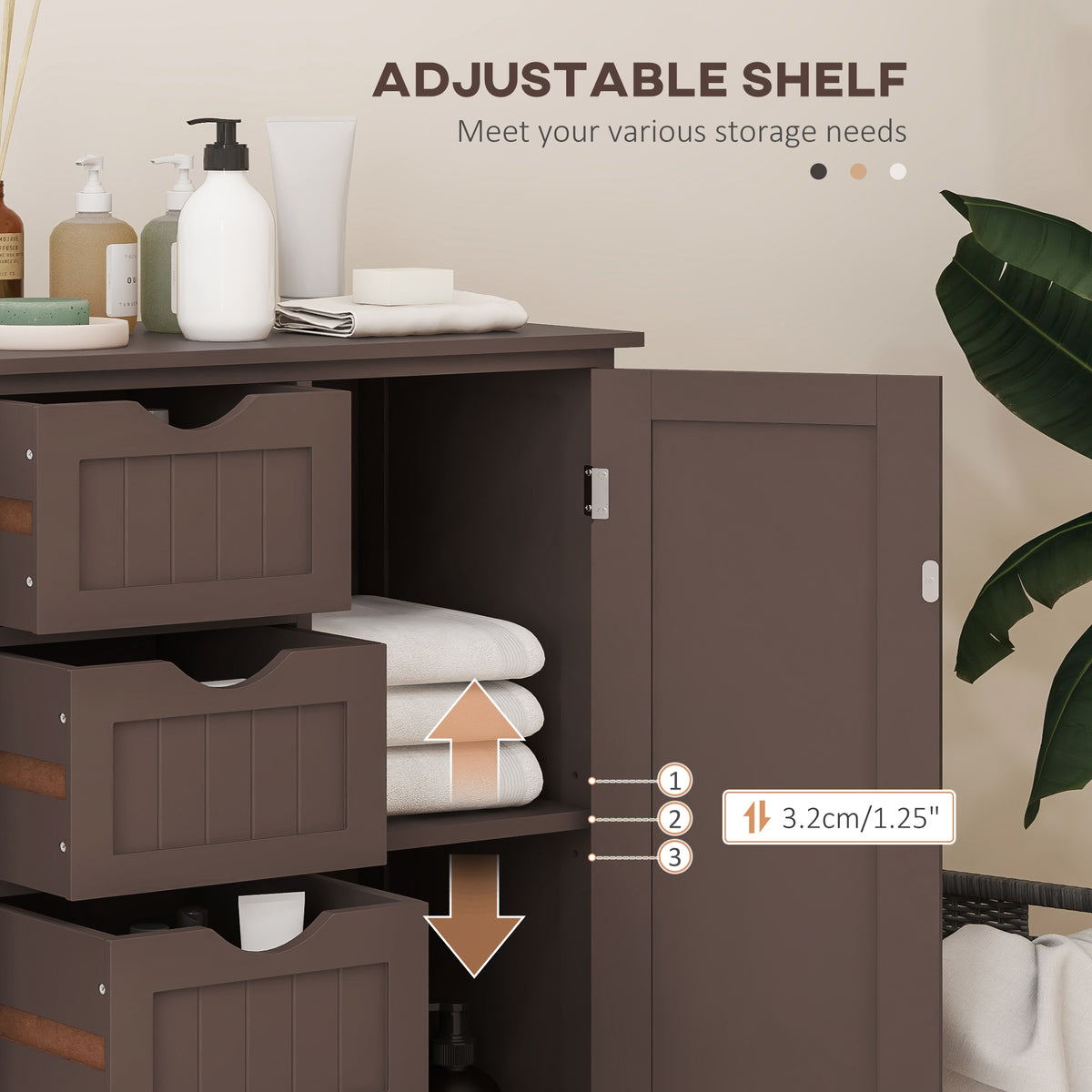 Bathroom Storage Cabinet, Floor Cabinet with Adjustable Shelf and 4 Drawers, Side Cabinet for Washroom – view 18