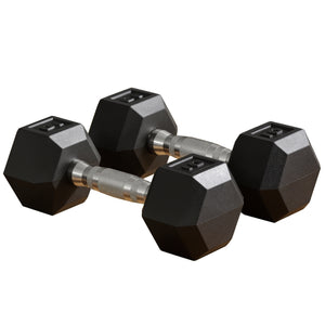 Soozier 2 x 10lbs Rubber Dumbbells Weight Set, Dumbbell Hand Weight for Body Fitness Training for Home Office Gym