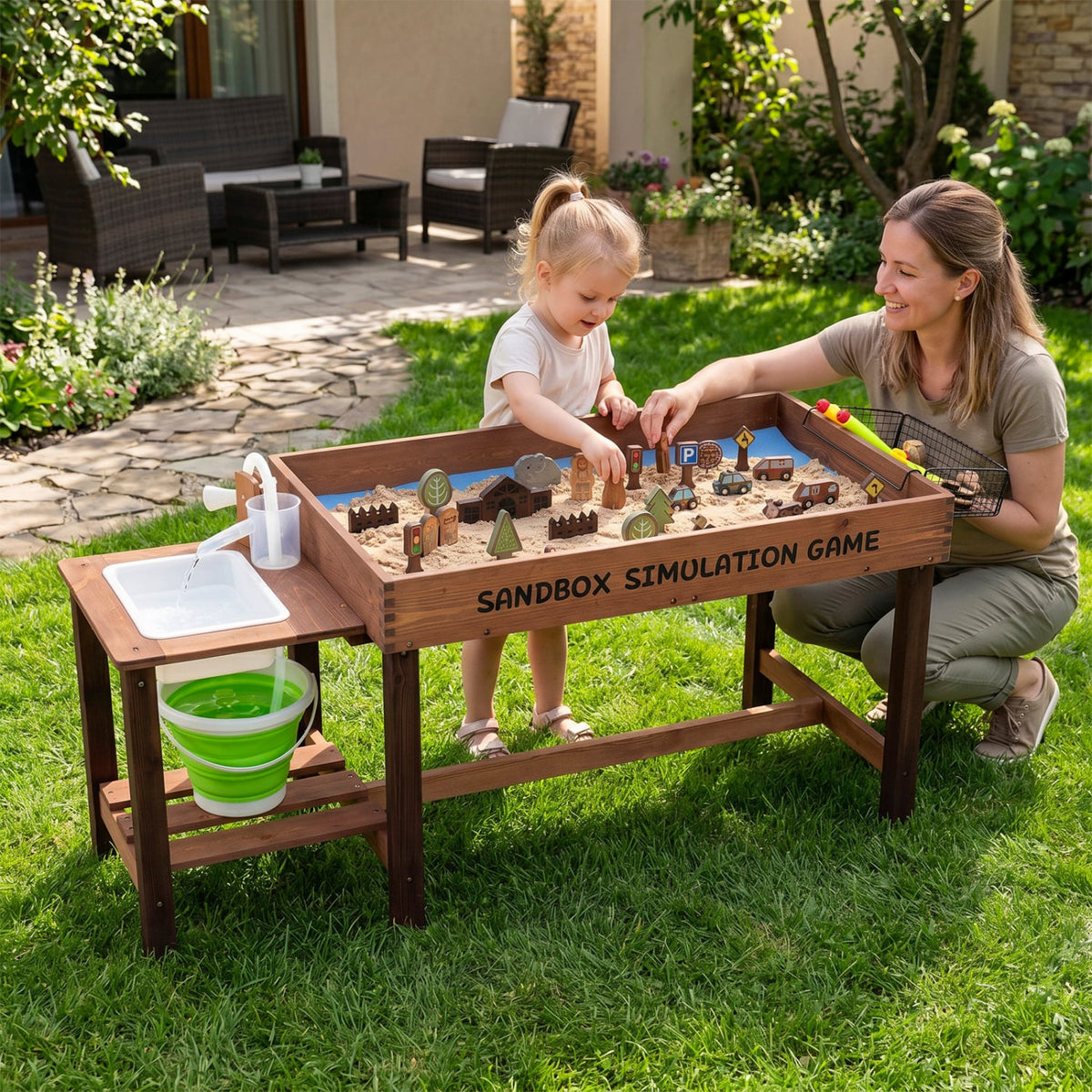 Sensory Table with Water Pump & Sink and 33 Sand Toys for Toddlers view 2