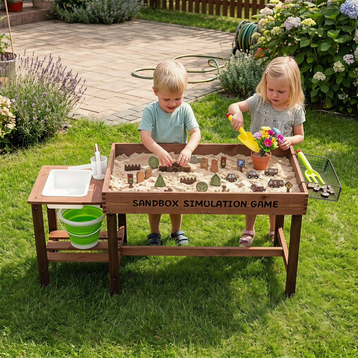 Sensory Table with Water Pump & Sink and 33 Sand Toys for Toddlers view 3