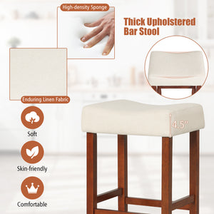 Set of 2 24 Inch Bar Stool with Curved Seat Cushions-Off White view 7