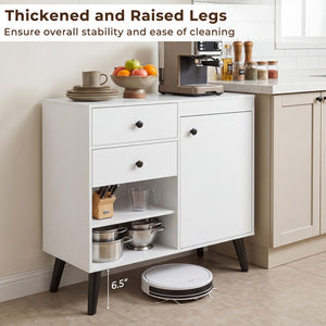 Set of 2 31 inches Buffet Cabinet with 2 Drawers and Open Compartments for Kitchen-White view 7