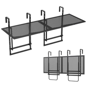 Set of 2 48 inches Balcony Railing Table with 5-Level Adjustable Height for Patio and Deck-Black view 4