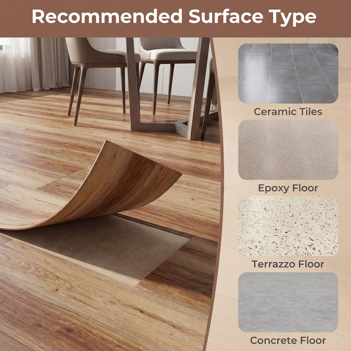 Set of 2 Floor Tile Vinyl Flooring Waterproof Vinyl Plank Flooring-Brown view 9