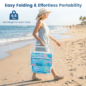 Set of 2 Folding Beach Chairs with Sponge Padded Seat for Camping-Navy view 8